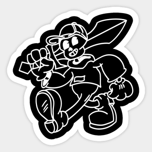 Game Knight Toon Pocket - White Outline Sticker